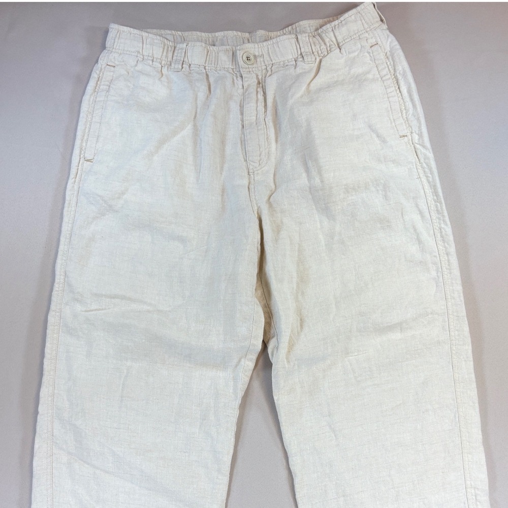 Tommy Bahama Relax Pants Womens M Ivory Linen Drawstring Beach Summer Casual